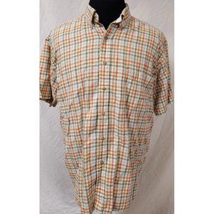 Johnny Morris Outdoors Large Multicolor Check Short Sleeve Linen Button Shirt